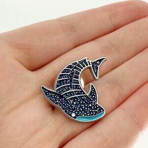 Blue Glitter Whale Shark Soft Enamel Pin